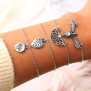 **CALLIOPE* 4-Pc Silver Eagle Fashion Bracelet Set